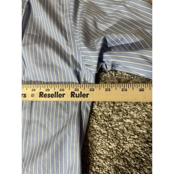 Peter Millar Dress Shirt Men’s 15.5L Blue White Stripe Long Sleeve Button Front - Picture 5 of 6